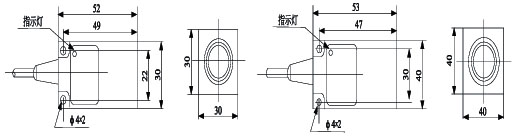 LJB30/LJB40电感式传感器(接近开关)外形及安装尺寸