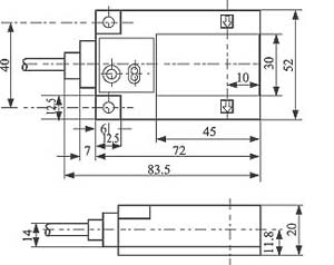 ES75放大器内置内光电传感器(光电开关)外形及安装尺寸